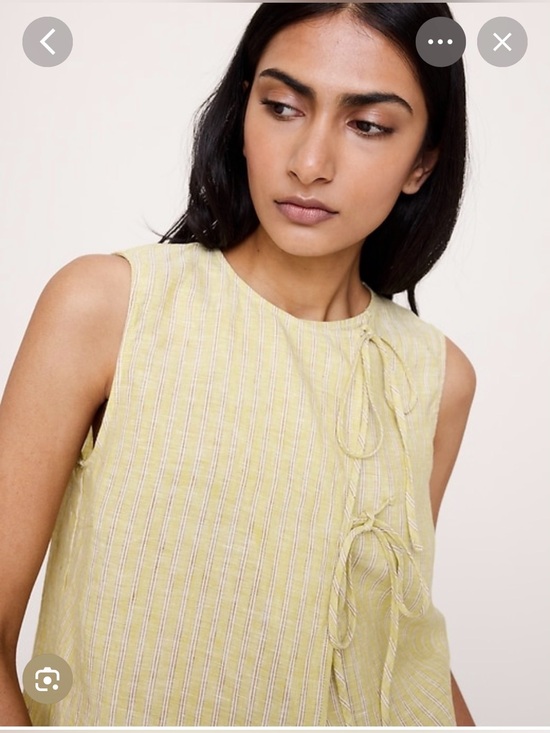 Banana Republic Tops - BR Sleeveless Linen Yellow Striped Tie-Front Top